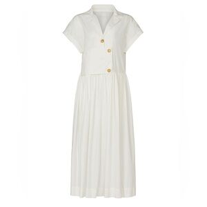 CO White Button Maxi Dress in White